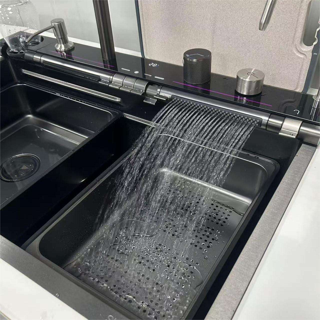 Waterfall Kitchen Sink Piano Key Nano Anti-Scratch Kitchen Sinks