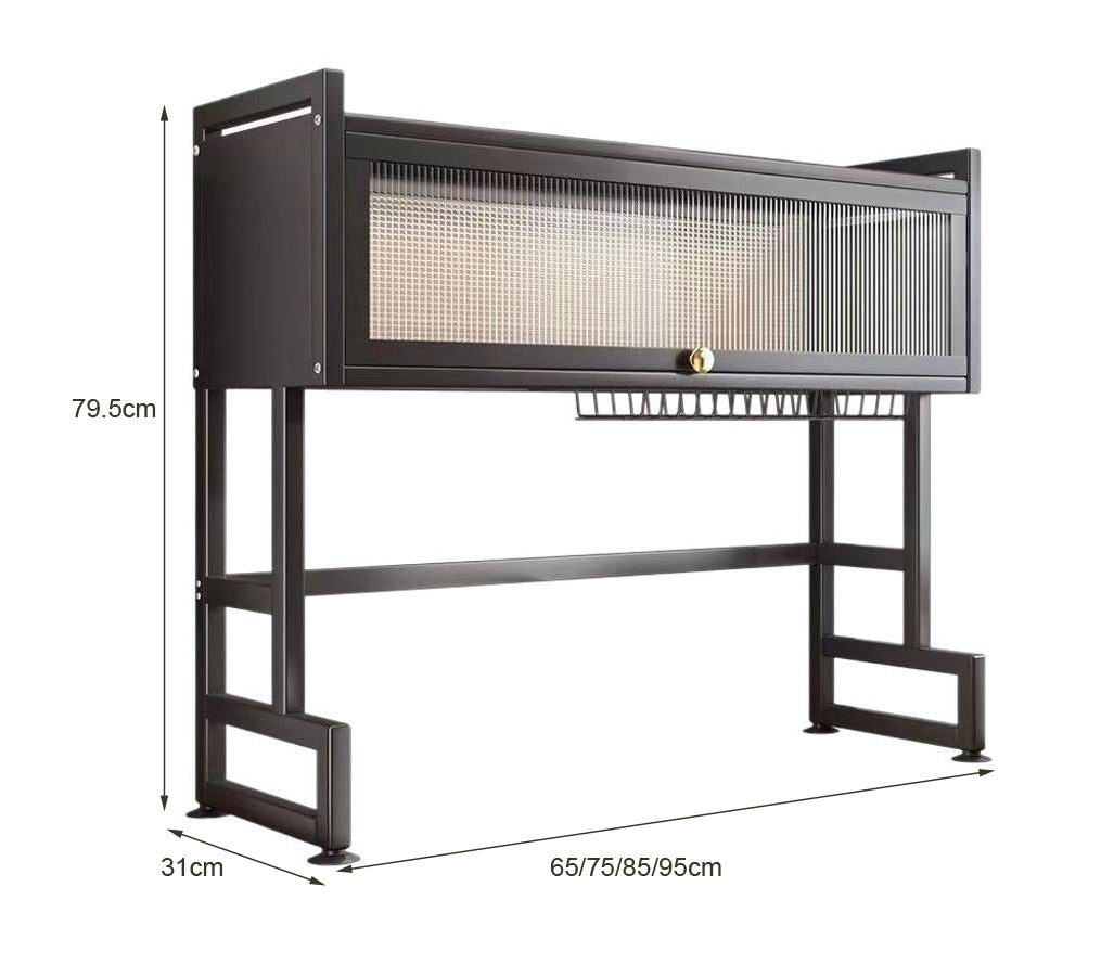 Household Modern Double Tier Stainless Steel Over-the-Sink Dish Drying Rack with Cover Multifunction Kitchen Stand