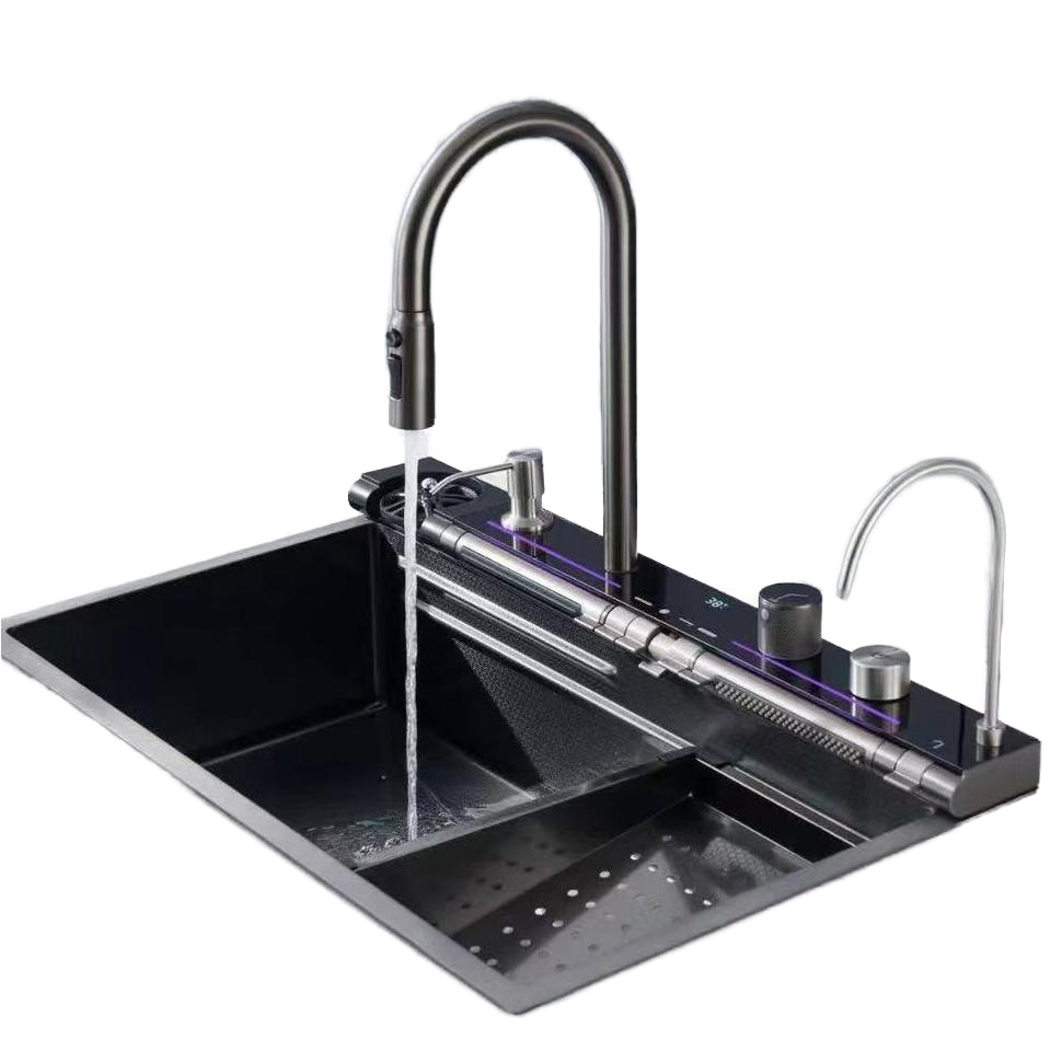 Waterfall Kitchen Sink Piano Key Nano Anti-Scratch Kitchen Sinks