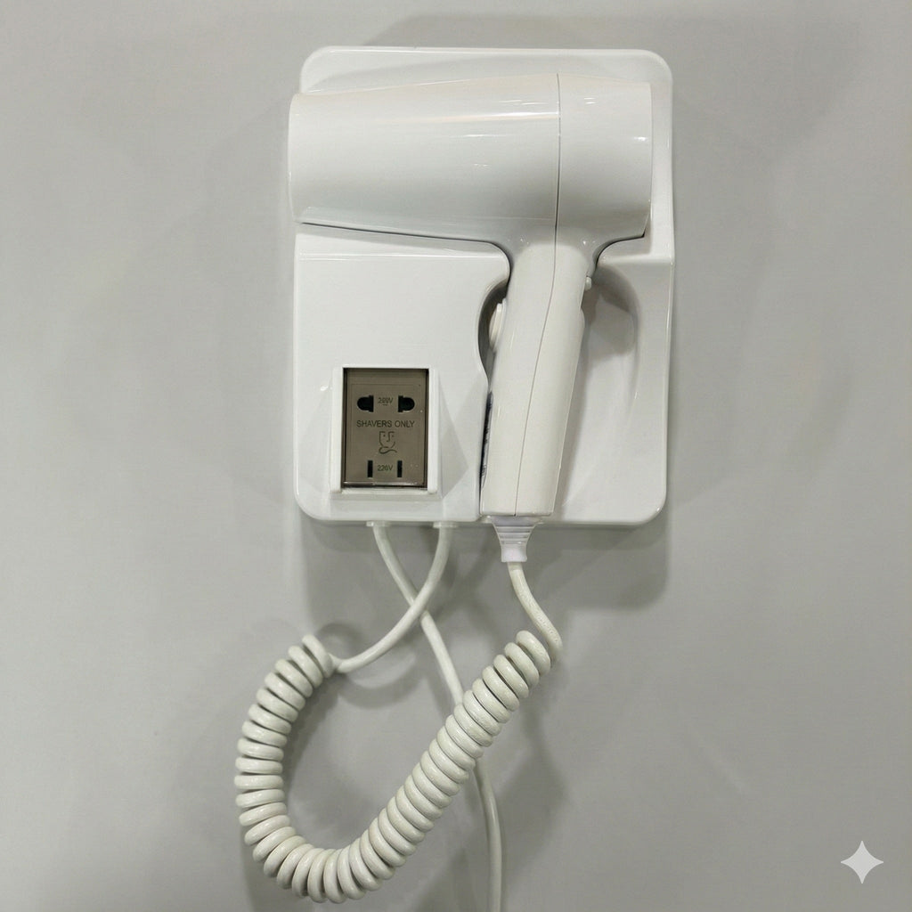 Wall Mount Electric Hair dryer with Shaver Socket