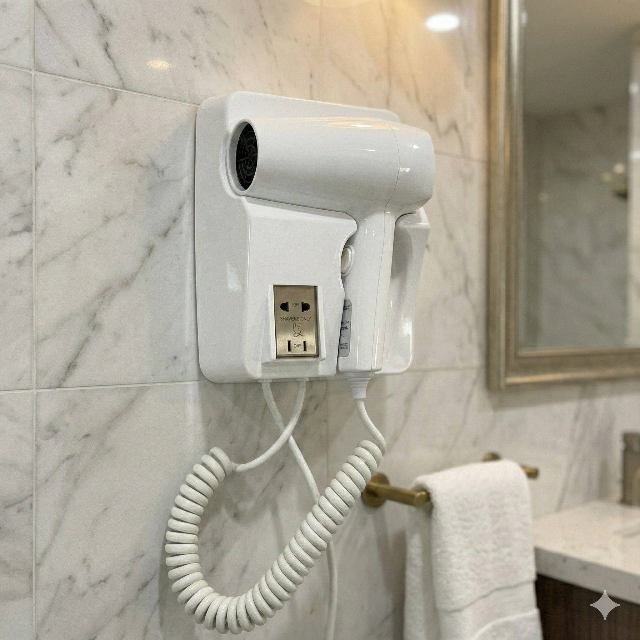 Wall Mount Electric Hair dryer with Shaver Socket
