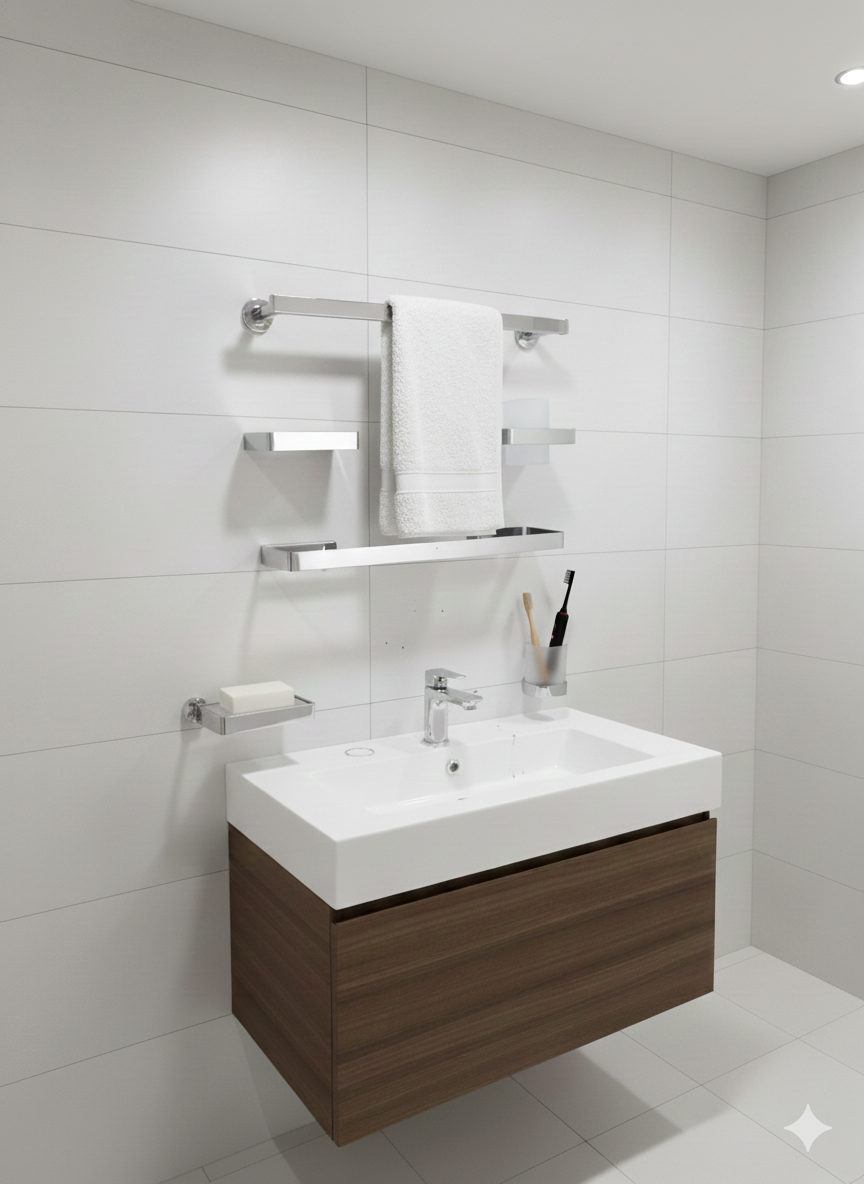 Bathroom accessories set stainless steel/ non-magnet 4 piece