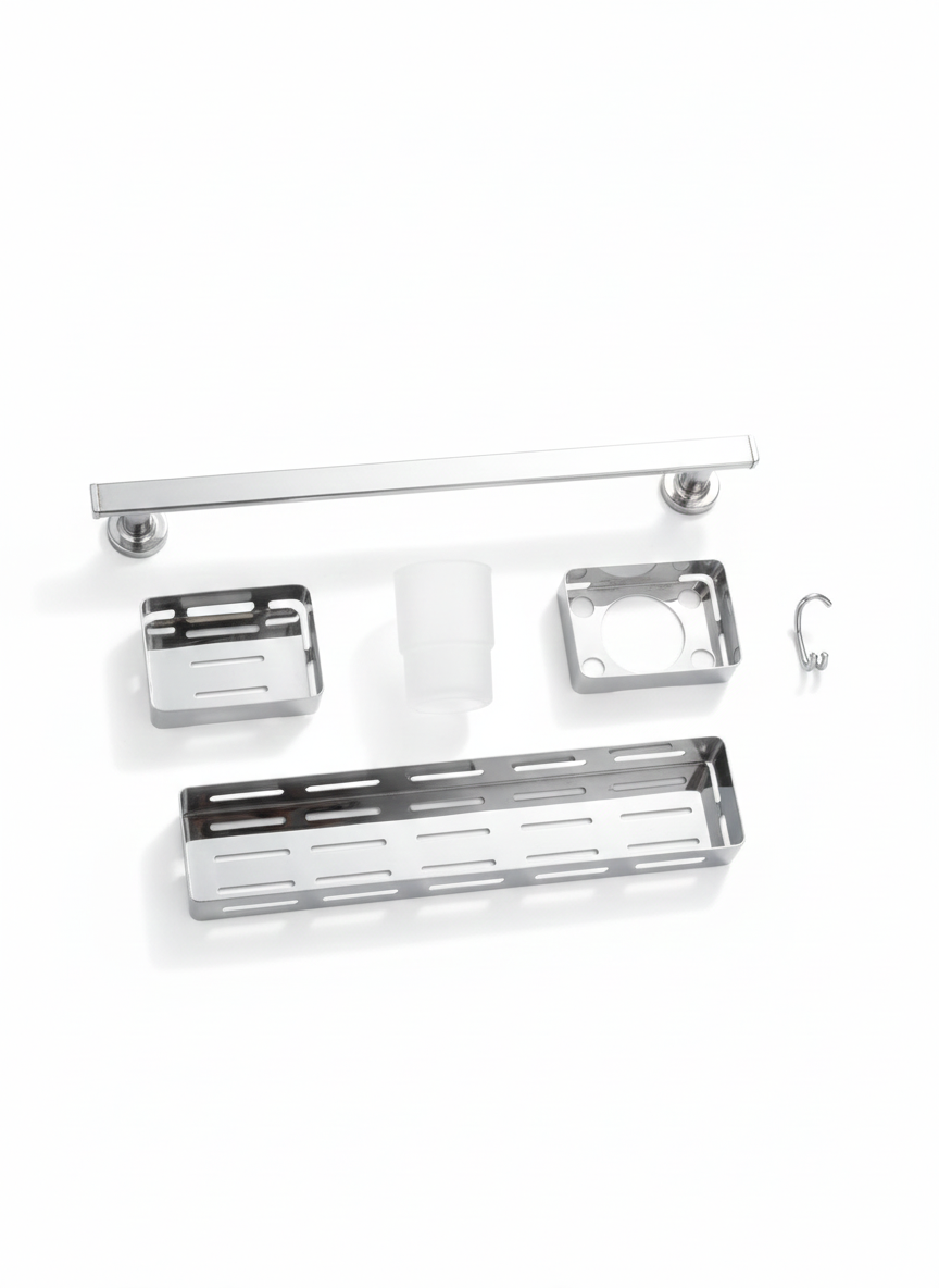 Bathroom accessories set stainless steel/ non-magnet 4 piece