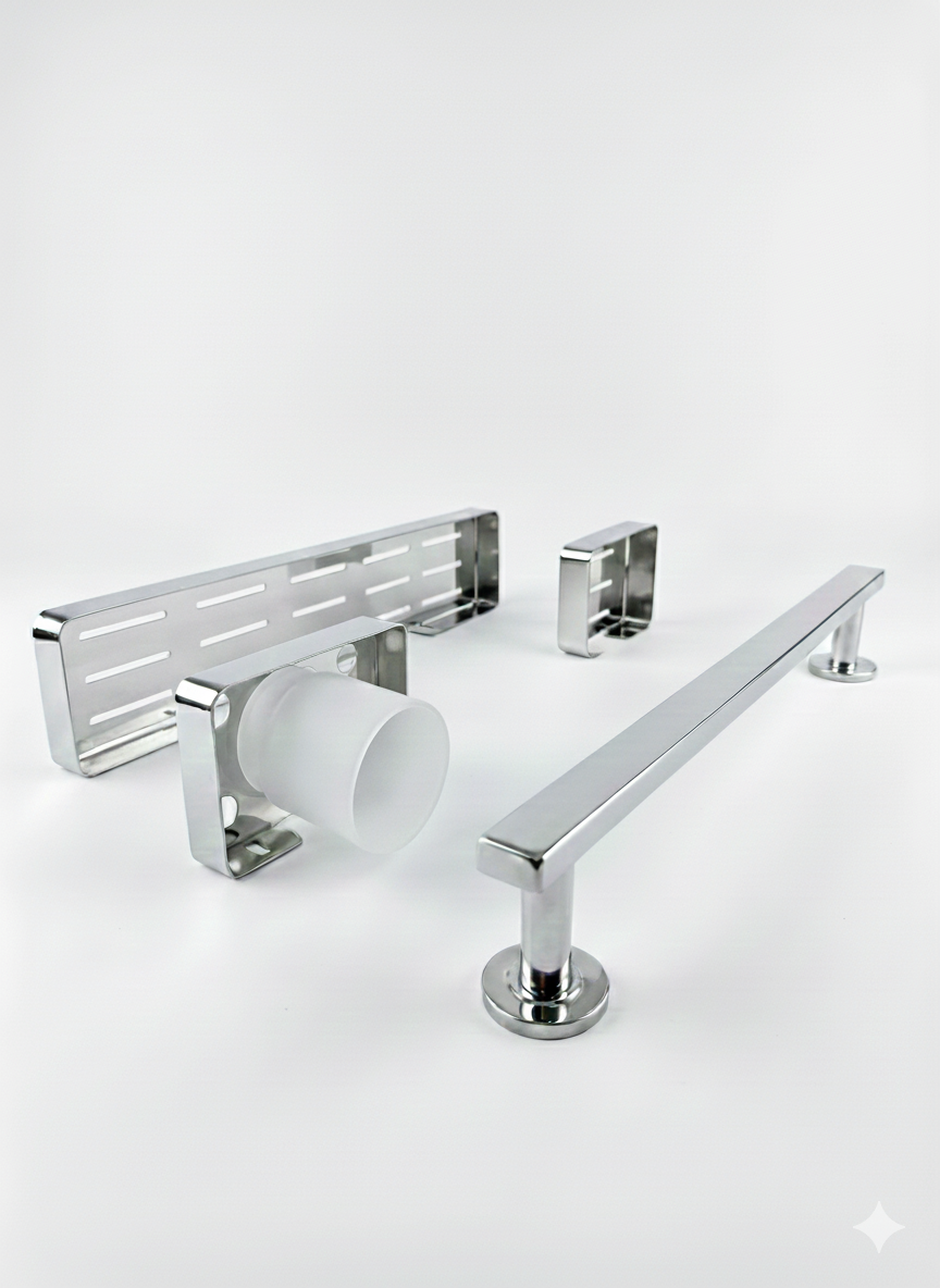 Bathroom accessories set stainless steel/ non-magnet 4 piece