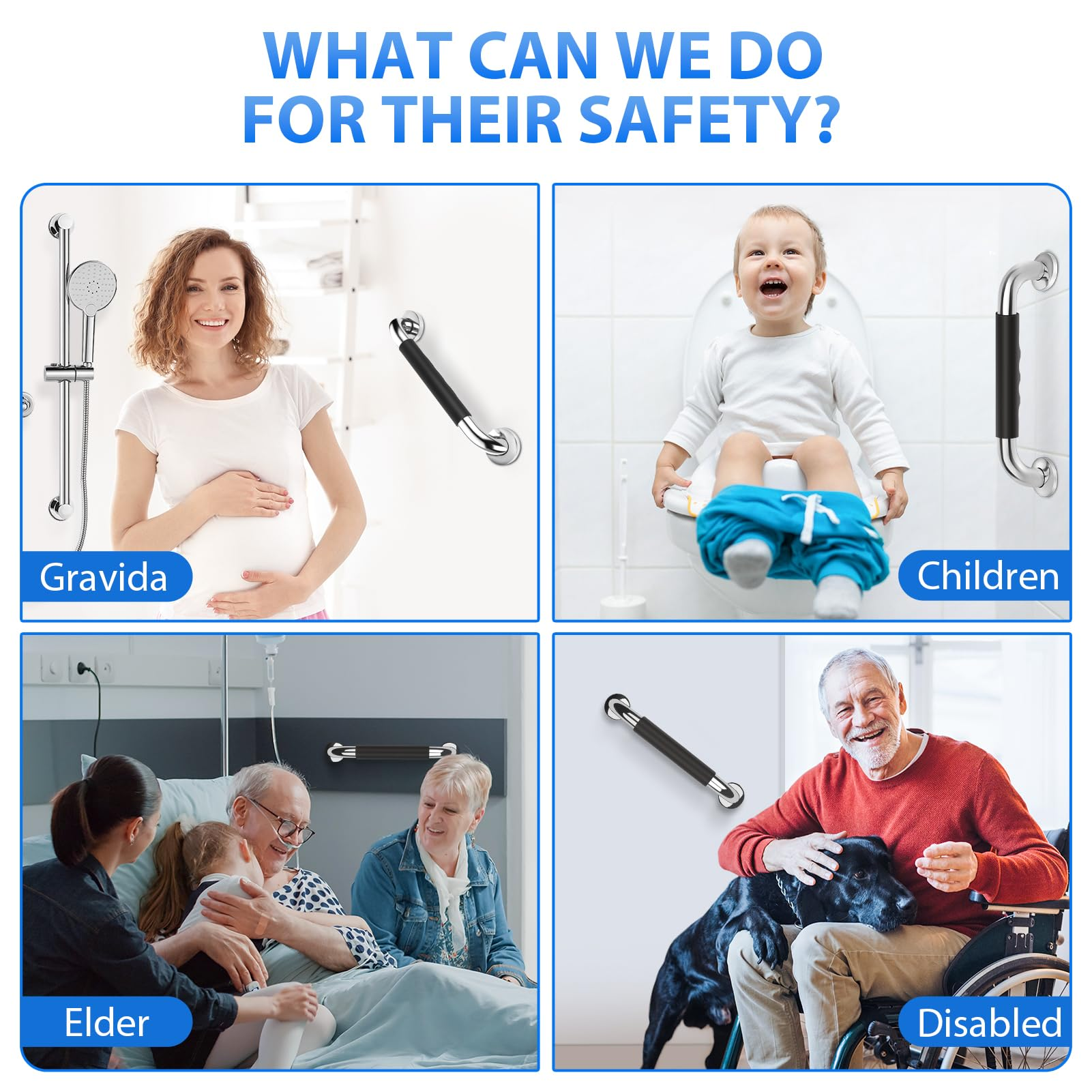 SUS304 Stainless Steel Bathroom Handrail Safety handrails - With Sleeve