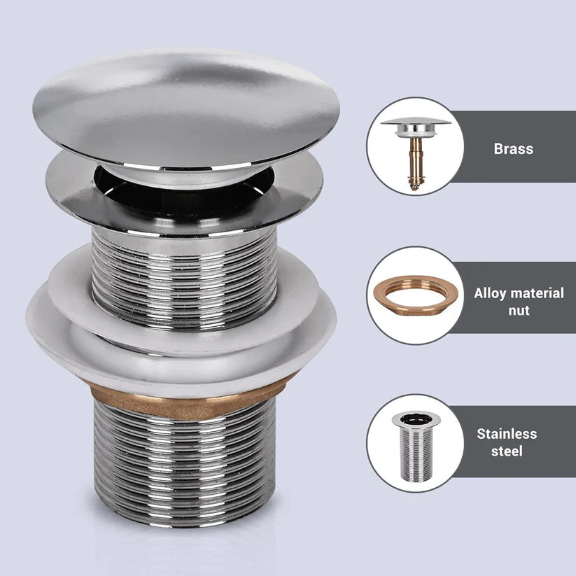 Wash Basin Pop-Up Drain Stopper – Universal Fit, Chrome Finish